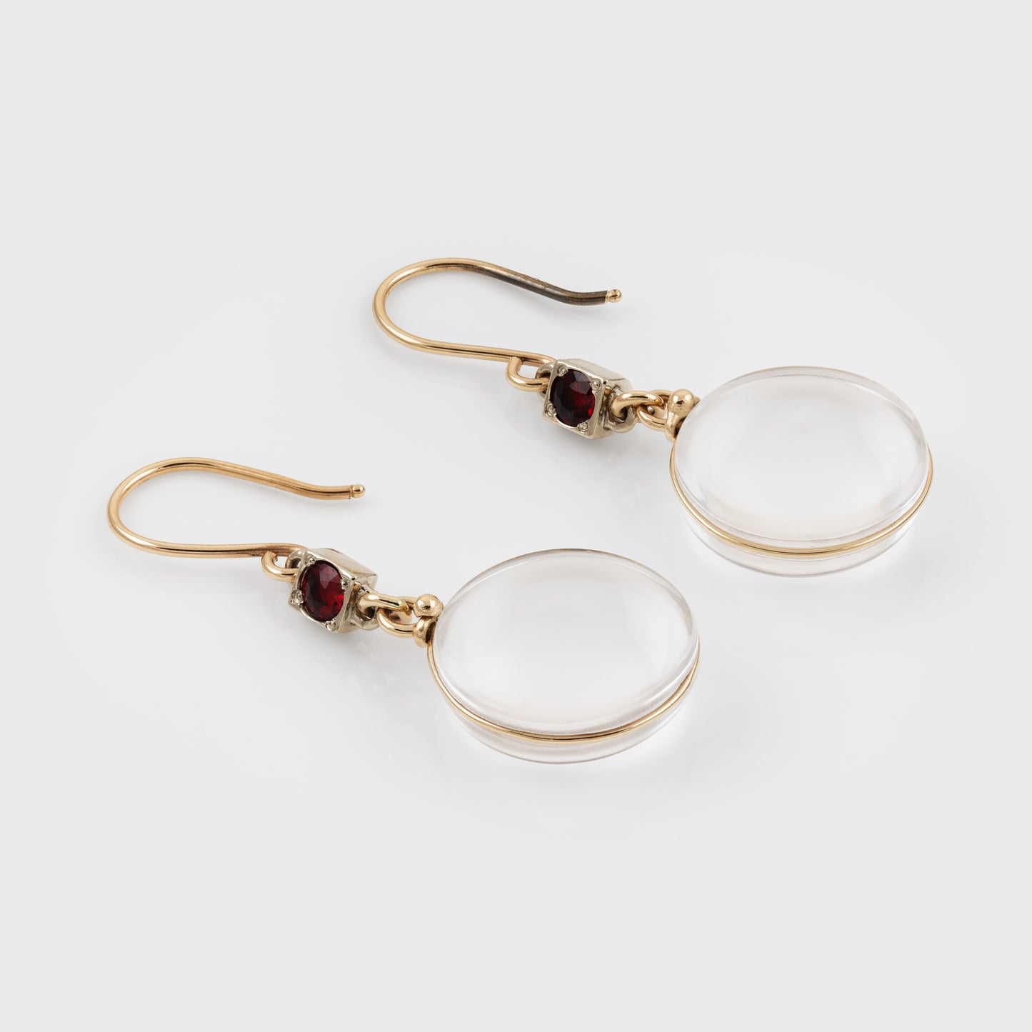 Quartz & Ruby Drop Earrings