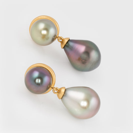 Two Tone Tahitian Pearl Earrings
