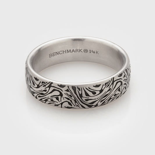 Mokume White Gold Band
