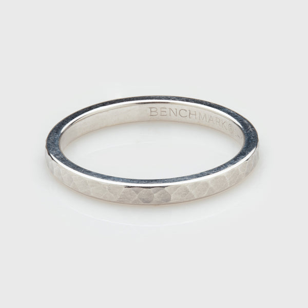 Hammered White Gold Band
