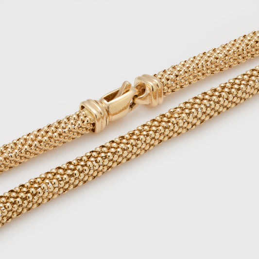 Gold Bead Style Square Snake Necklace