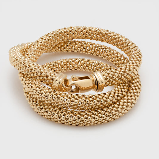 Gold Bead Style Square Snake Necklace