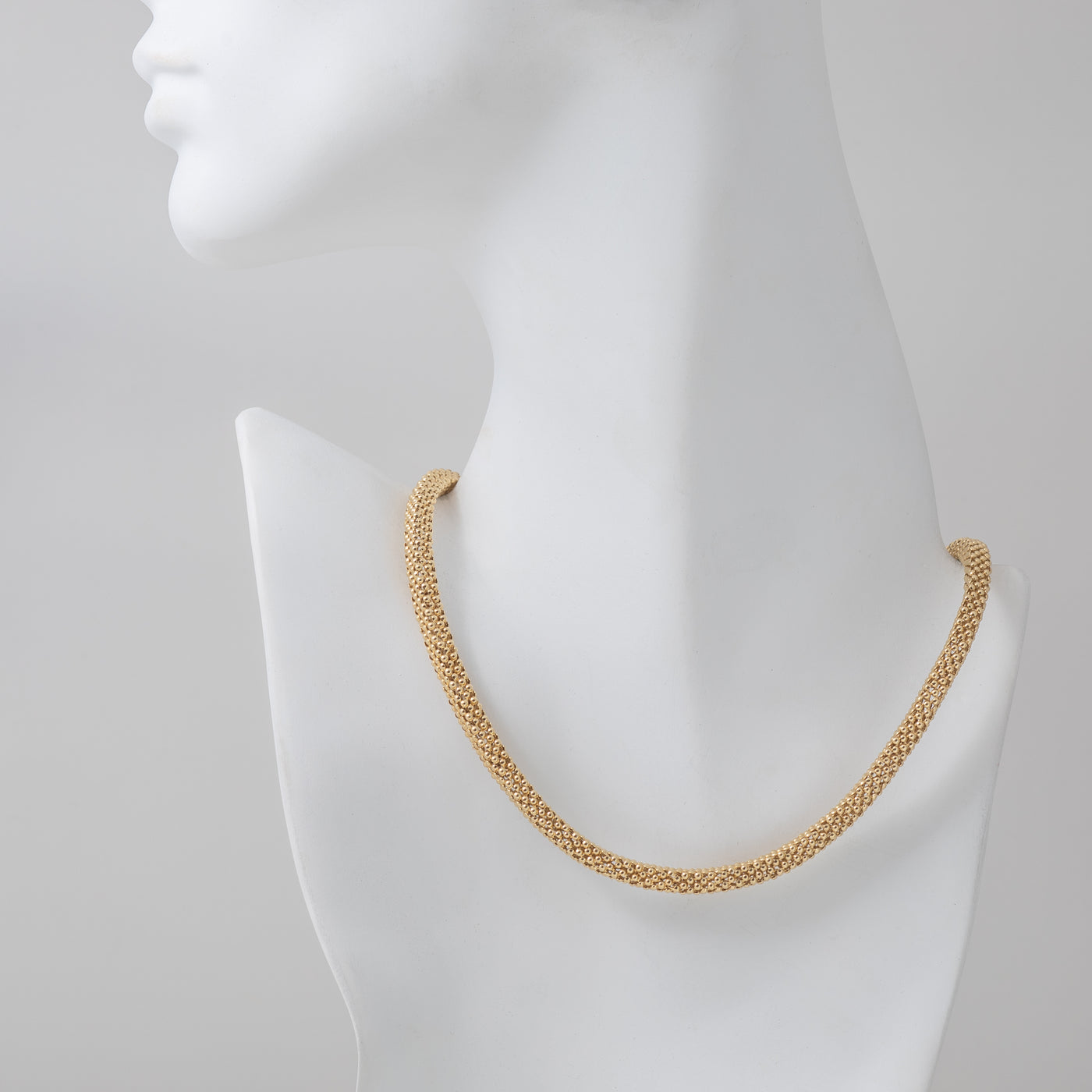 Gold Bead Style Square Snake Necklace