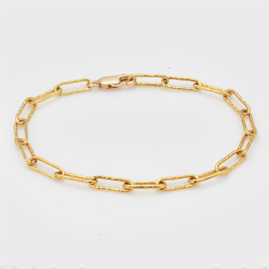 Hammered Paperclip Link Bracelet