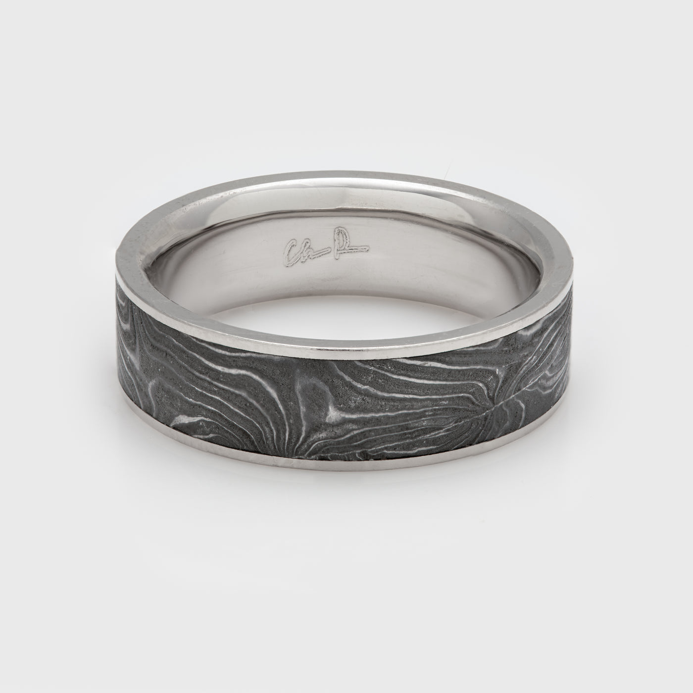 Damascus Steel and Palladium Band