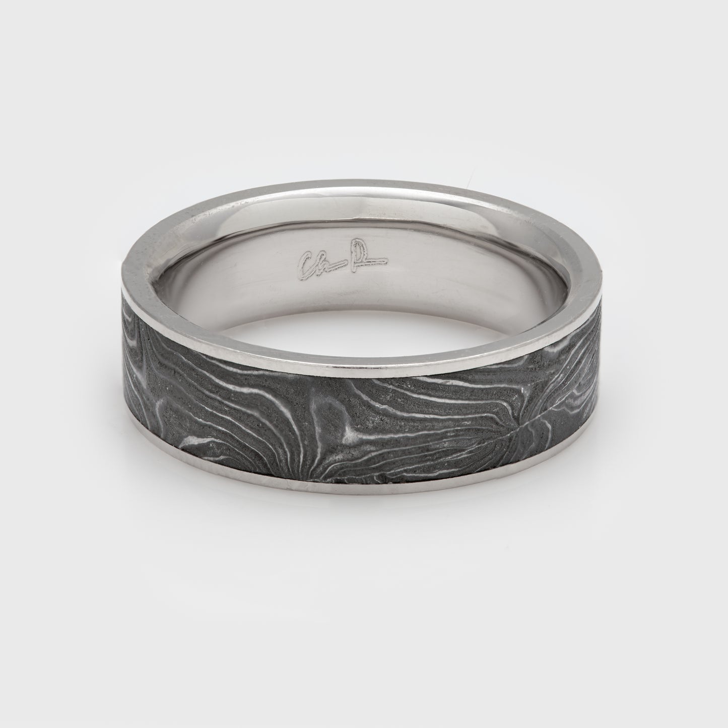 Damascus Steel and Palladium Band