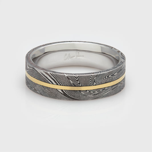 Damascus Gold Inlay Band