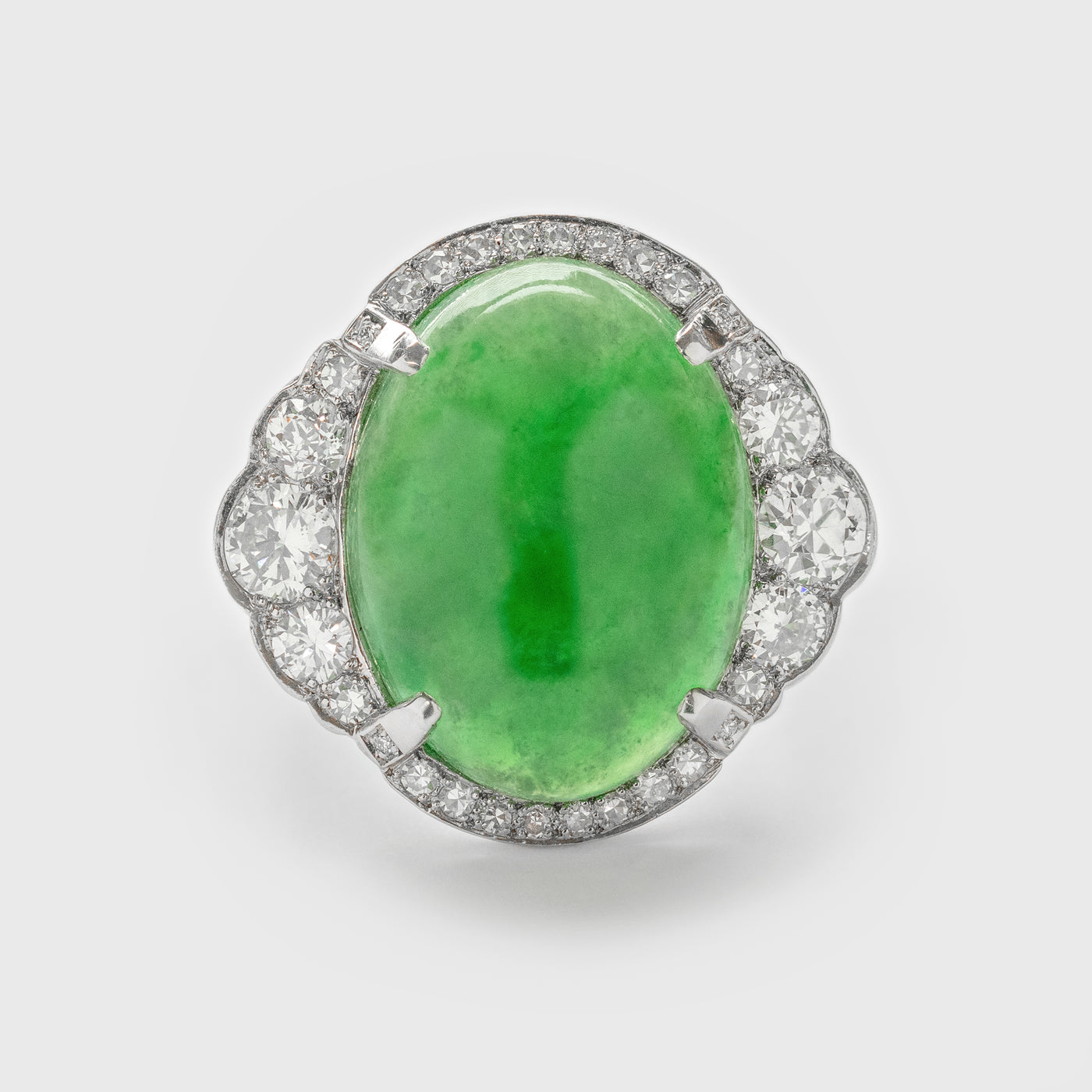 Jade and Diamond Ring in Platinum