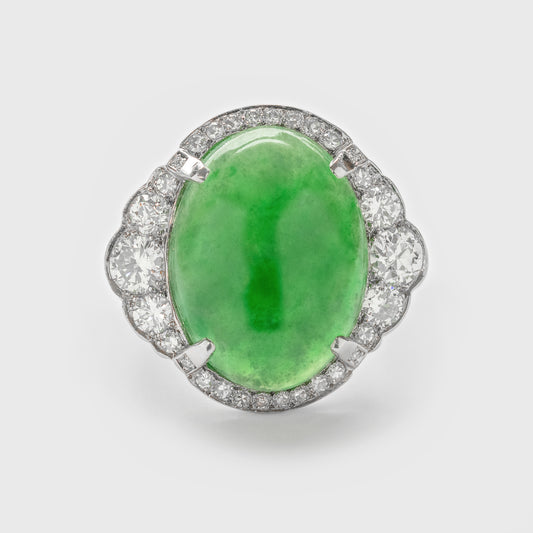 Jade and Diamond Ring in Platinum