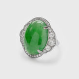 Jade and Diamond Ring in Platinum