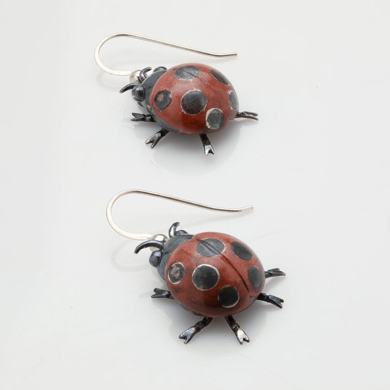 Hand Fabricated Ladybug Earrings