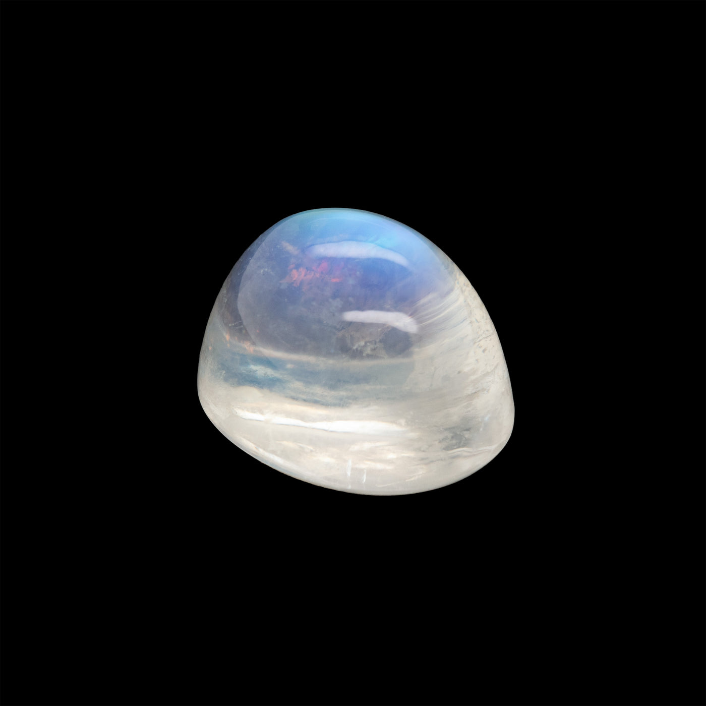 Polished moonstone on a black background