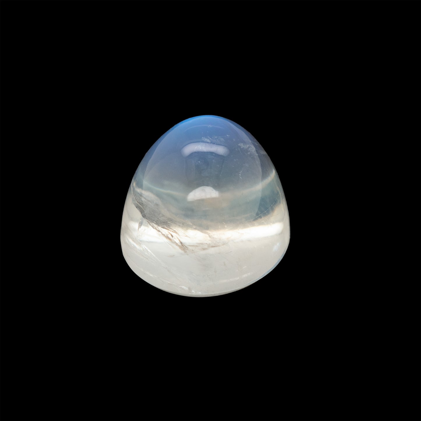 Clear moonstone on a black background