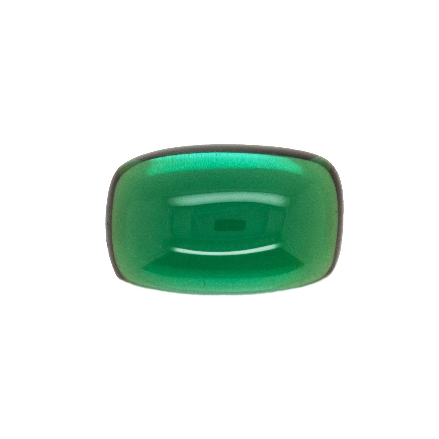 Green stone viewed from the top on a white background