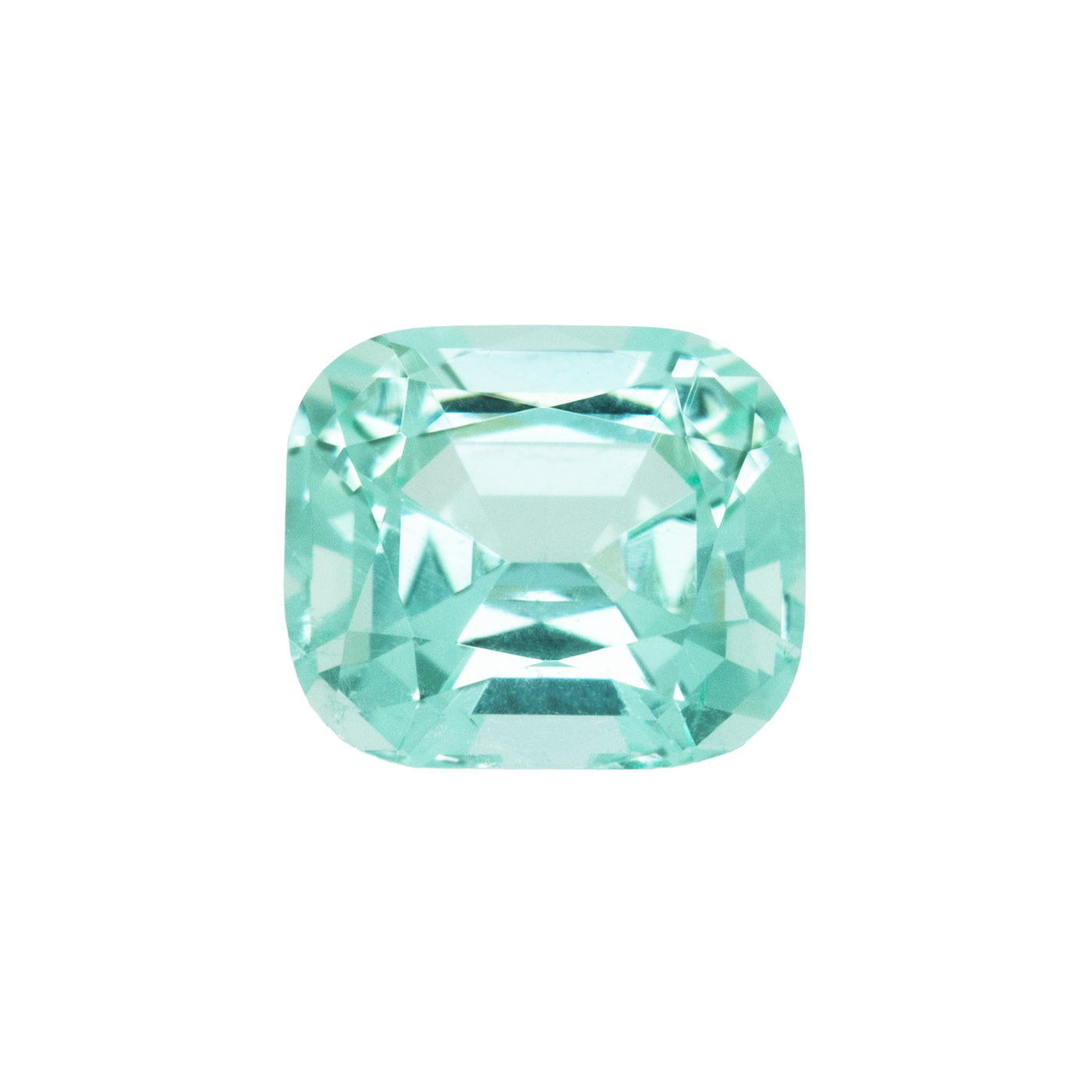 Teal gemstone on a white background