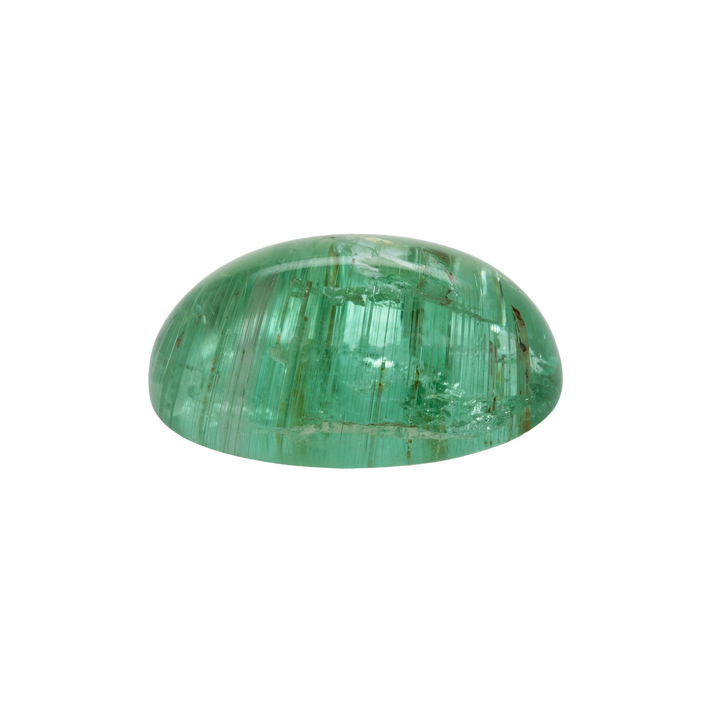 Green gemstone on a white background