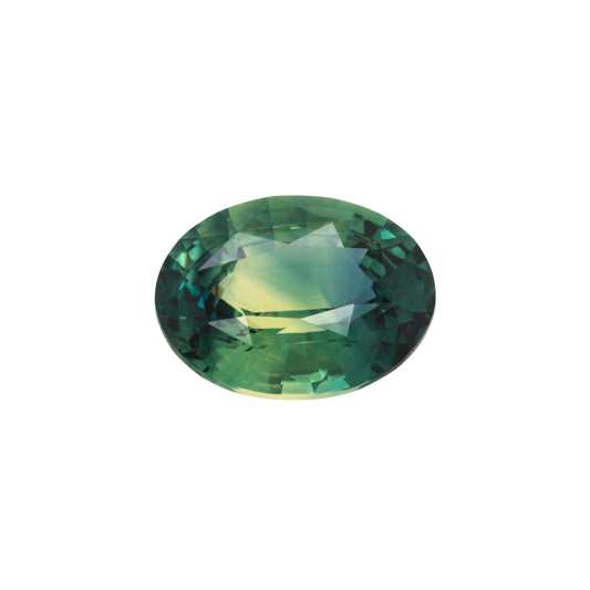 Green gemstone on a white background