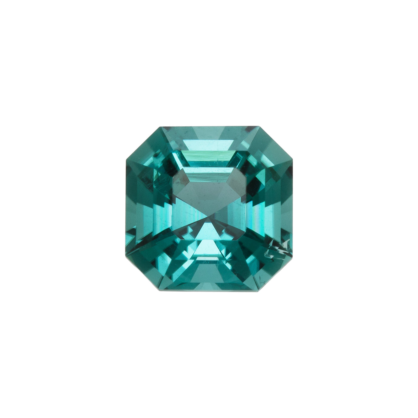 Teal gemstone on a white background