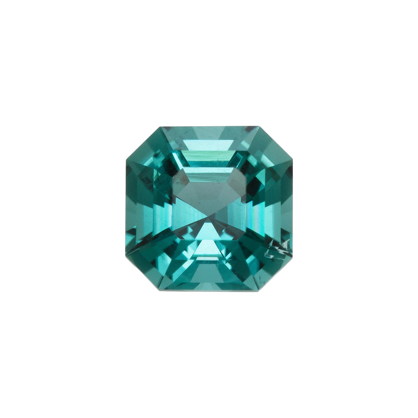 Teal gemstone on a white background