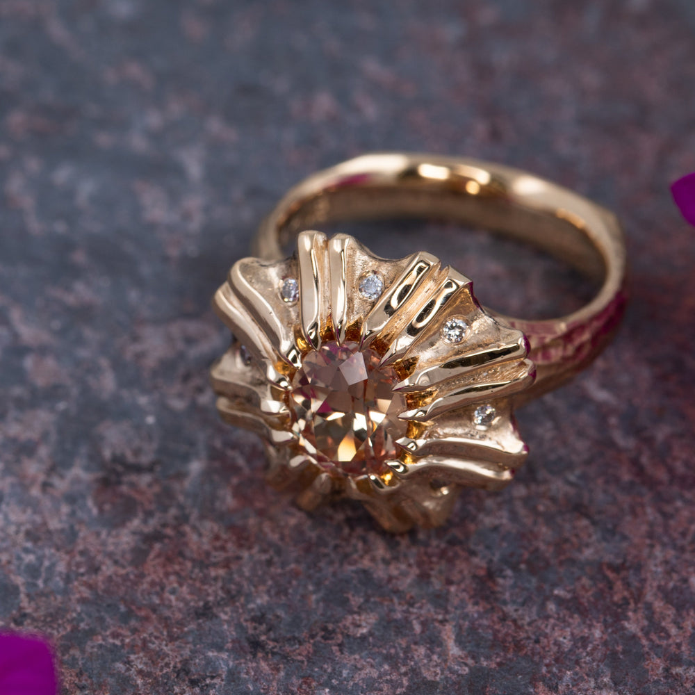 Flower ring on a slate background