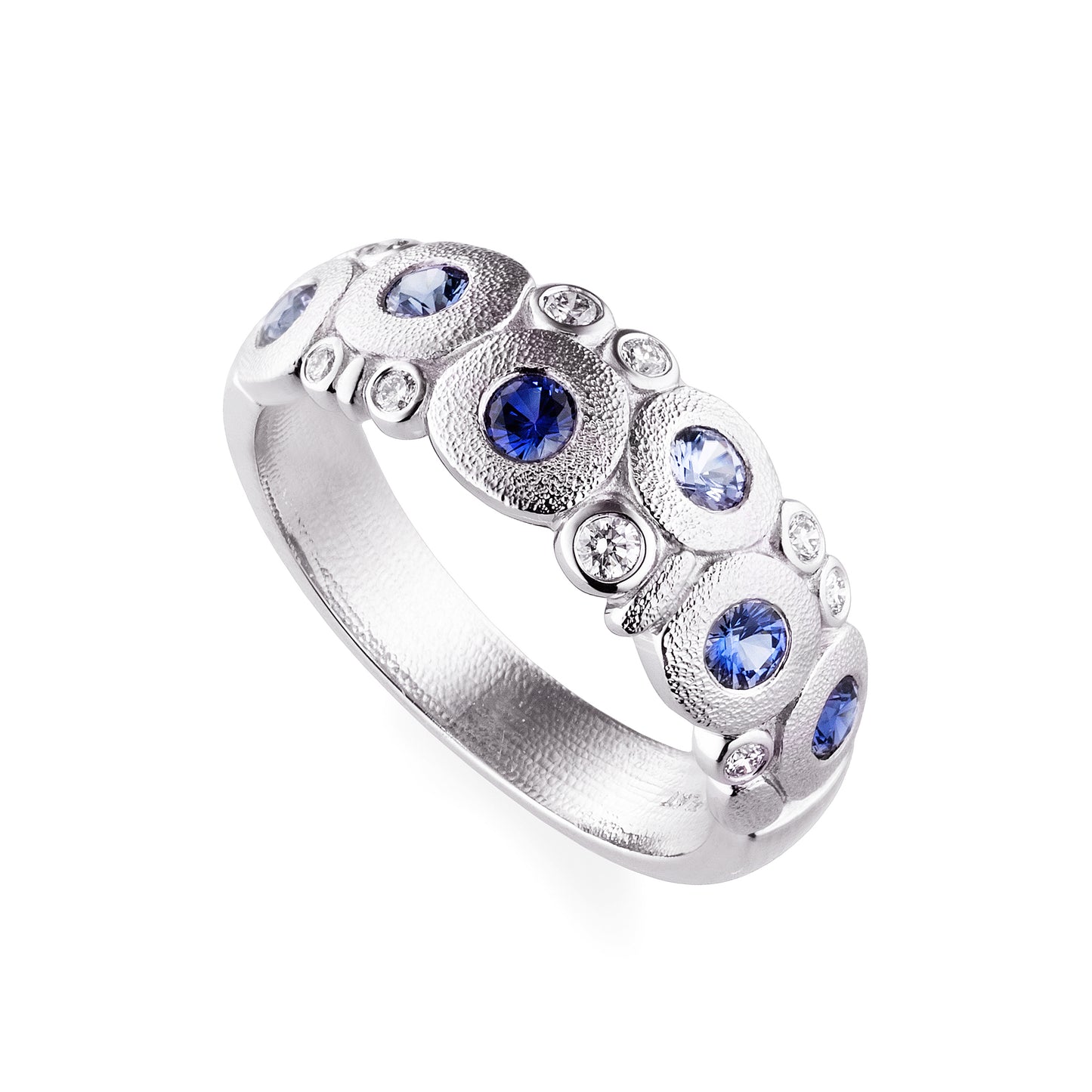 Platinum Candy Sapphire & Diamond Dome Ring