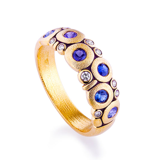 18K Candy Sapphire & Diamond Dome Ring