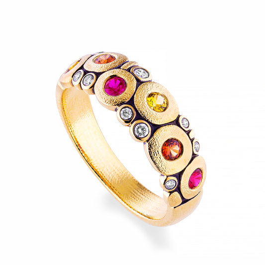 18K Candy Sapphire & Diamond Dome Ring