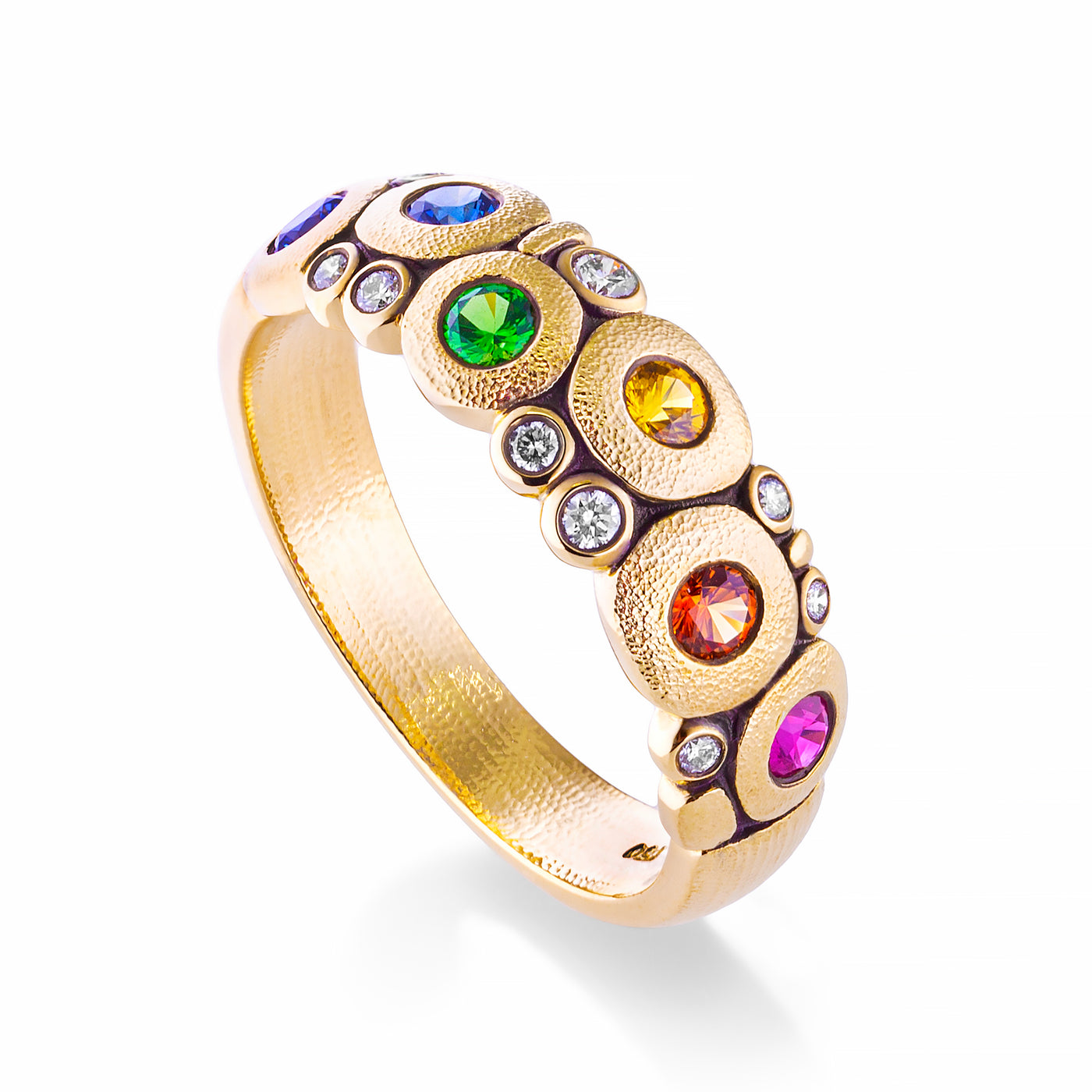 18K Candy Sapphire & Diamond Dome Ring