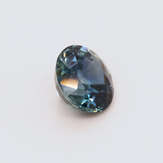 Round Faceted Teal Blue Sapphire, 0.87ct