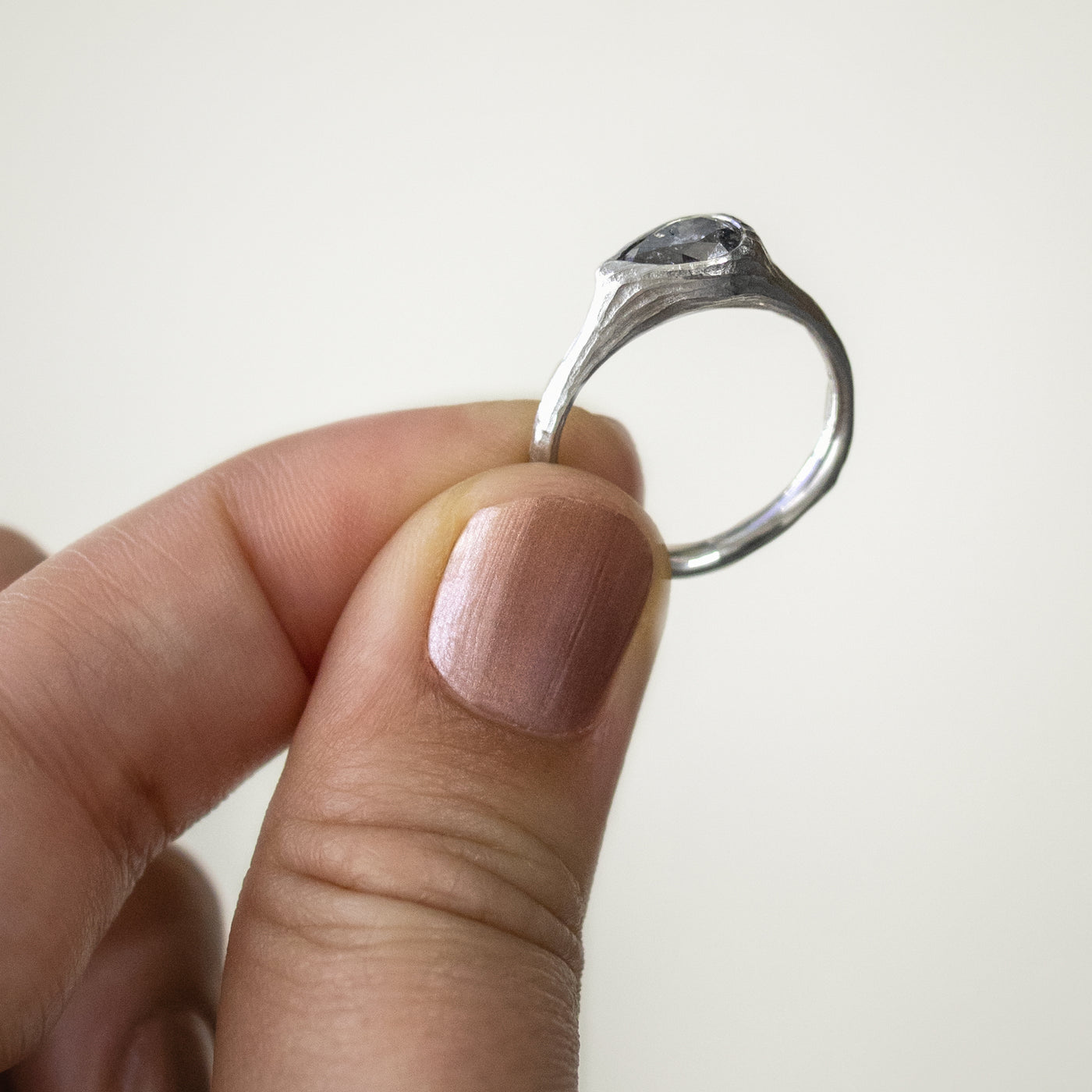 Rustic Diamond Ring in Platinum