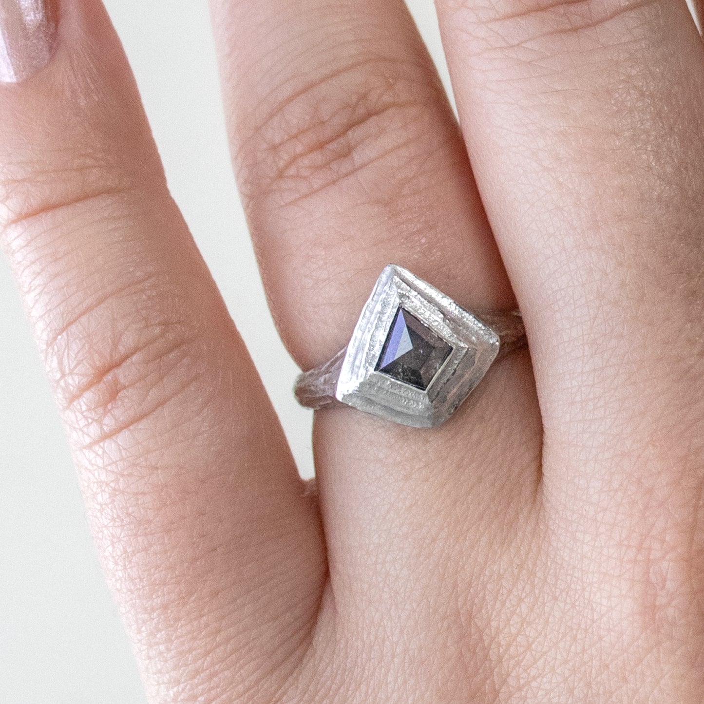 Rustic Diamond Ring in Platinum