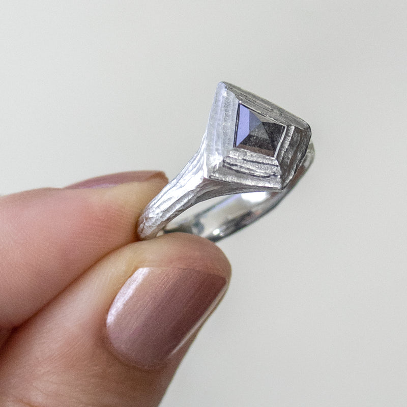 Rustic Diamond Ring in Platinum
