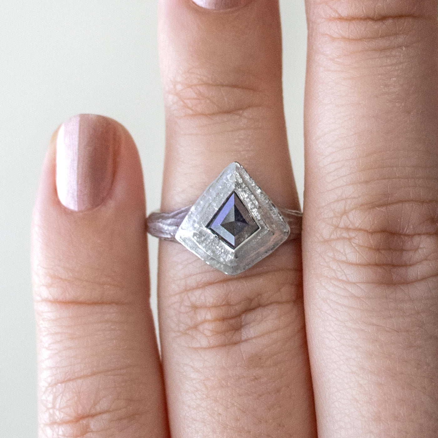 Rustic Diamond Ring in Platinum