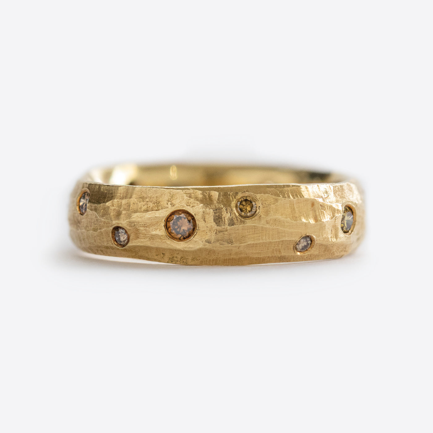 Ancient Redwood Bark Band with Diamonds