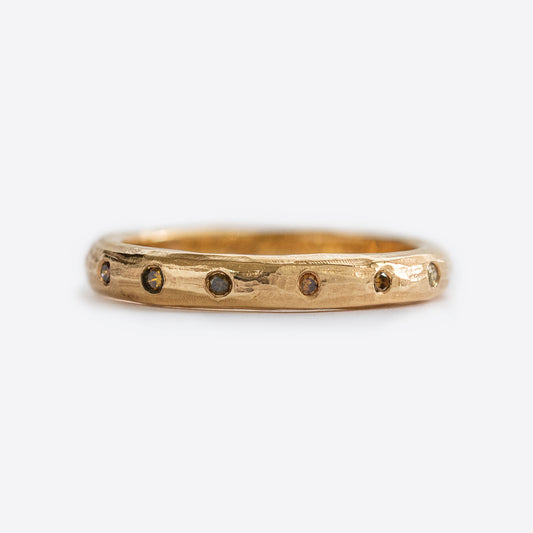 Sapling Redwood Bark Band with Diamonds