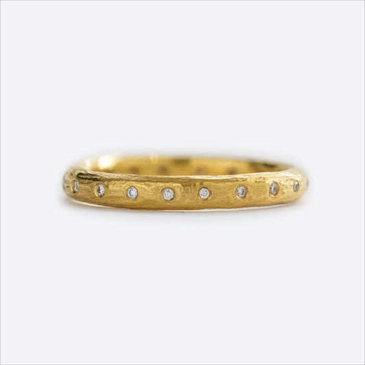 Sapling Redwood Bark Band with Diamonds