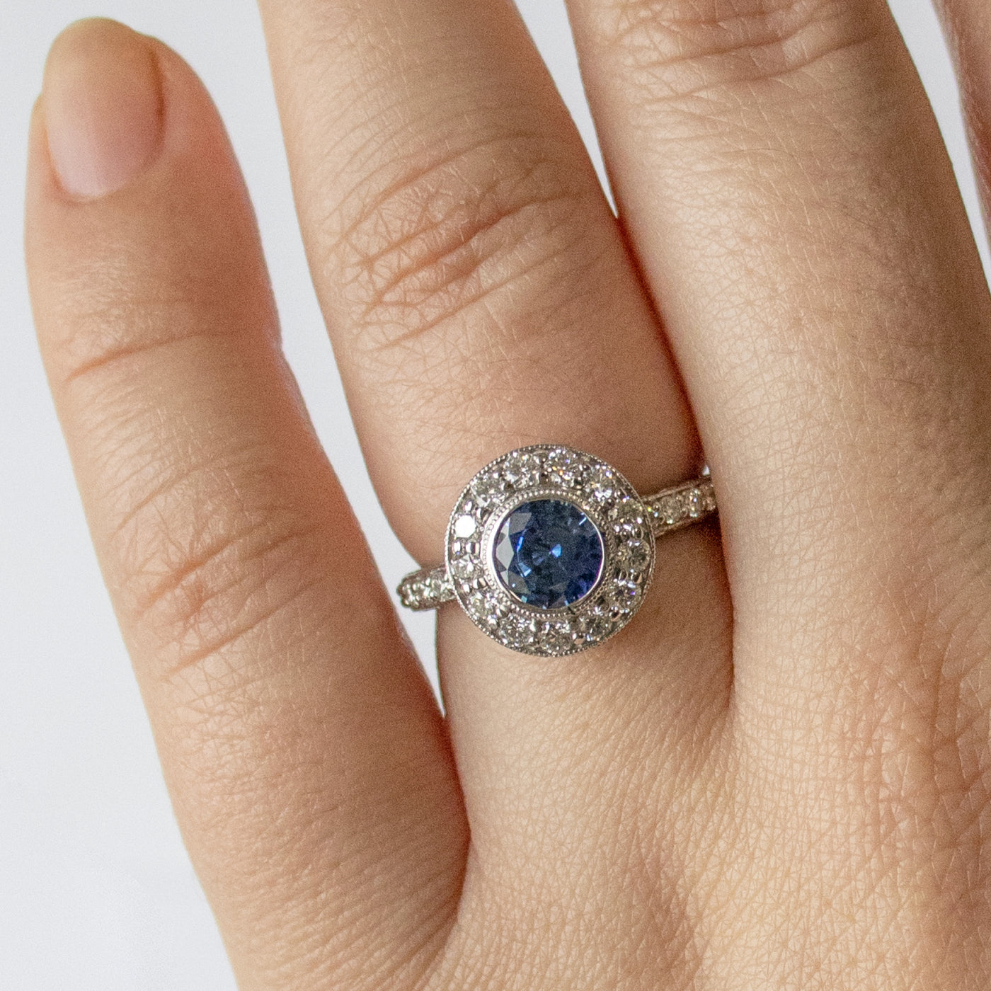 Blue Sapphire and Diamond Ring