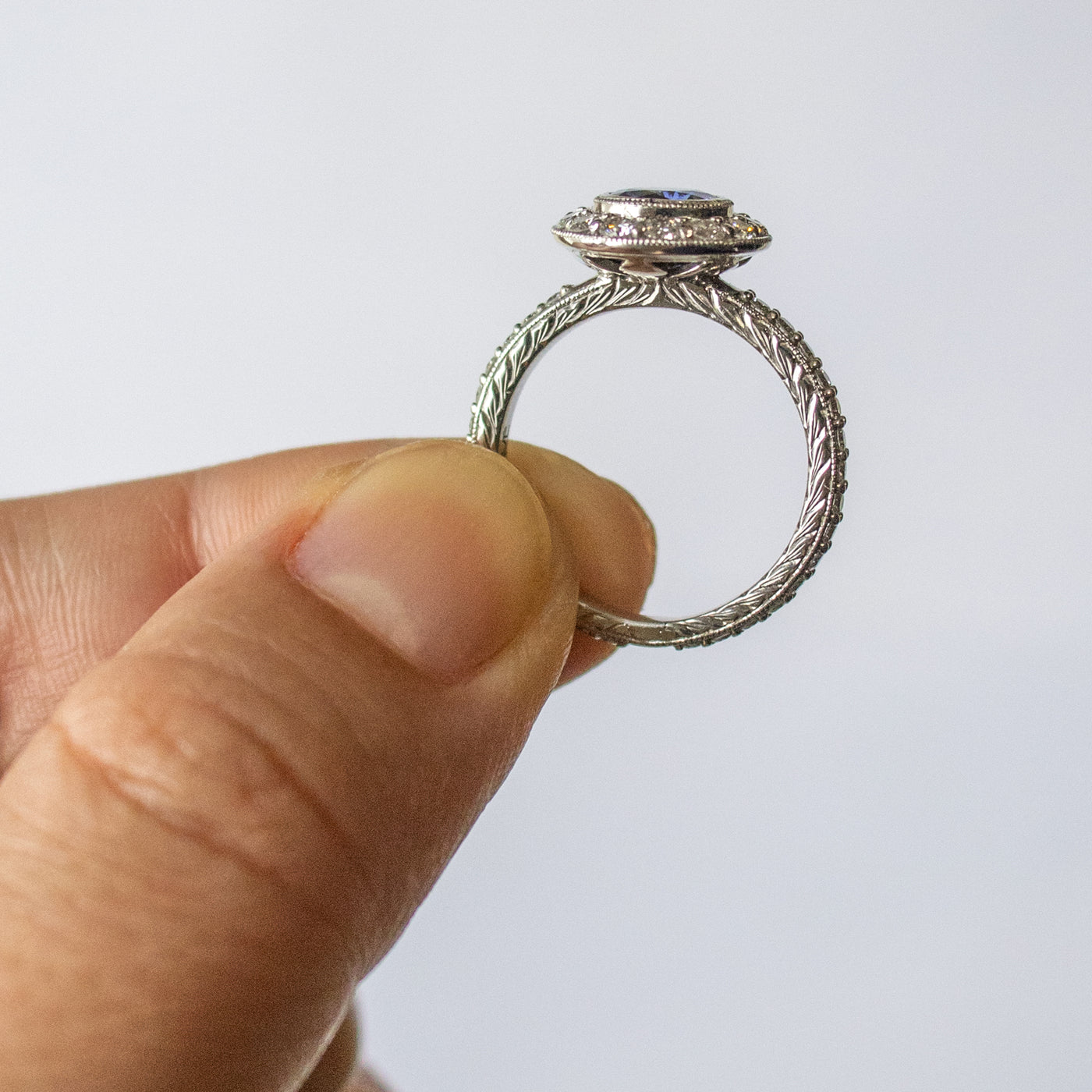 Blue Sapphire and Diamond Ring