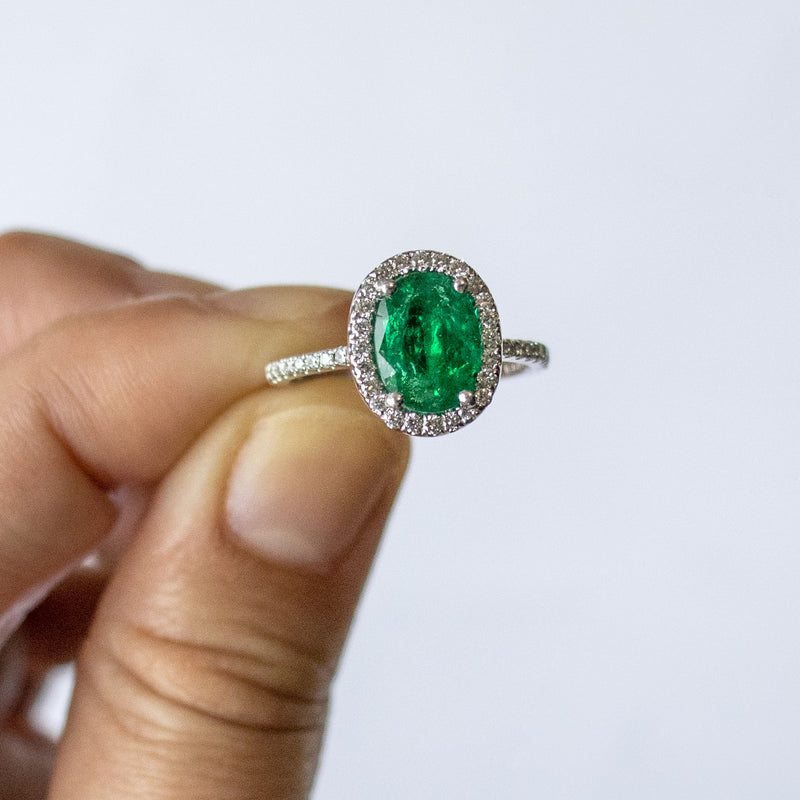 Emerald and Diamond Ring in Platinum
