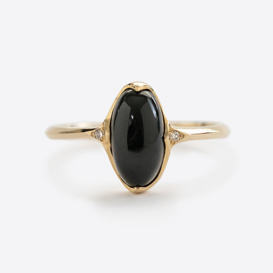 Black Jade and Diamond Ring