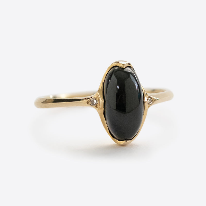 Black Jade and Diamond Ring