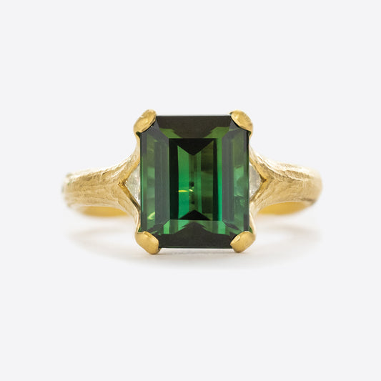Tourmaline and Diamond Ring in 22k Yellow Gold