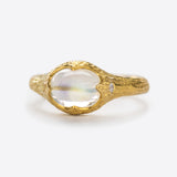 Moonstone and Diamond Ring in 22k Yellow Gold