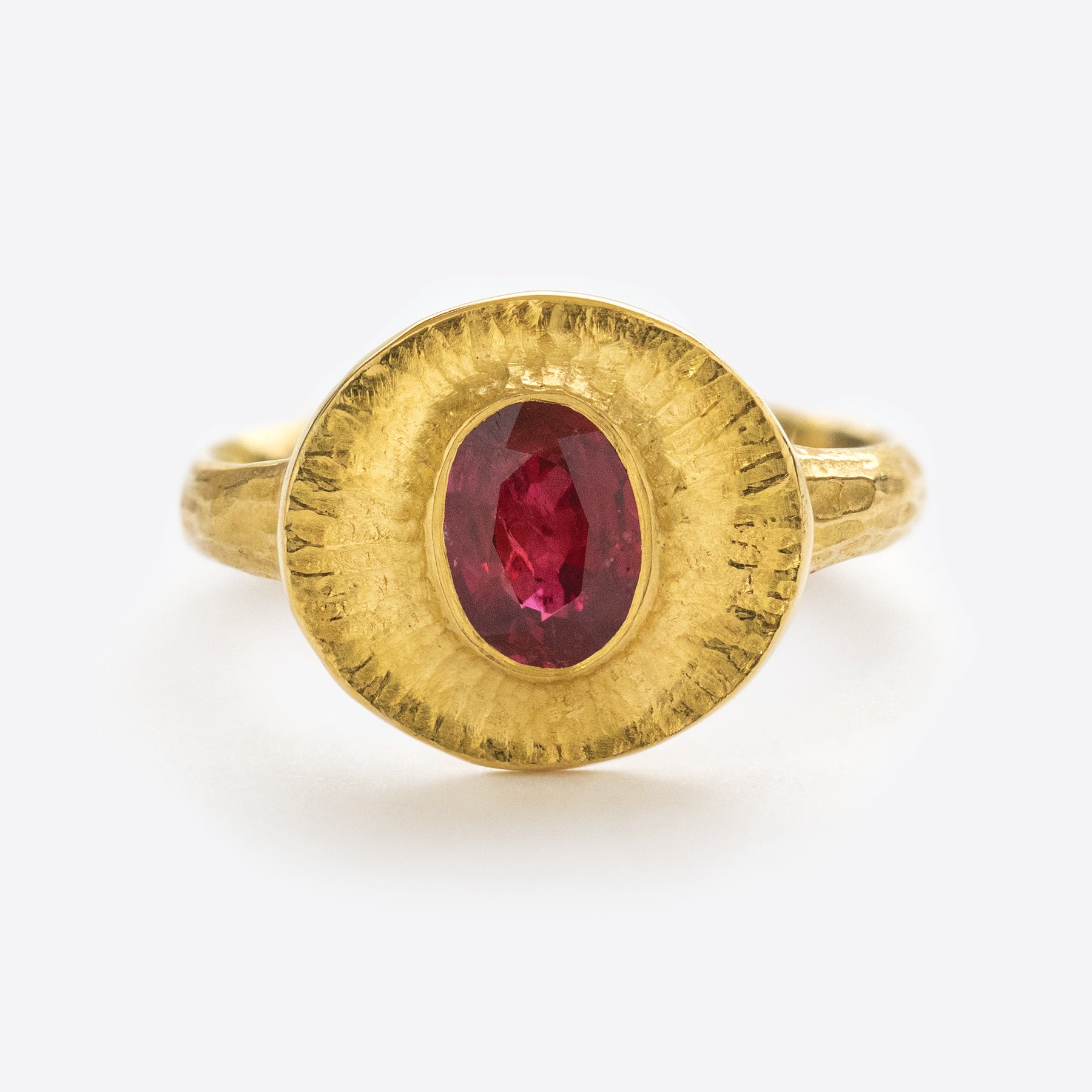 Ruby Ring in 22k Yellow Gold – Pavé Fine Jewelry Design