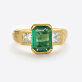 Emerald and Diamond Ring in 22k Yellow Gold