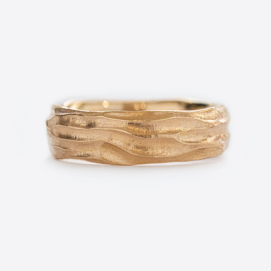 Burl Redwood Bark Band in Rose Gold