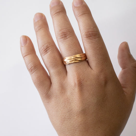 Burl Redwood Bark Band in Rose Gold