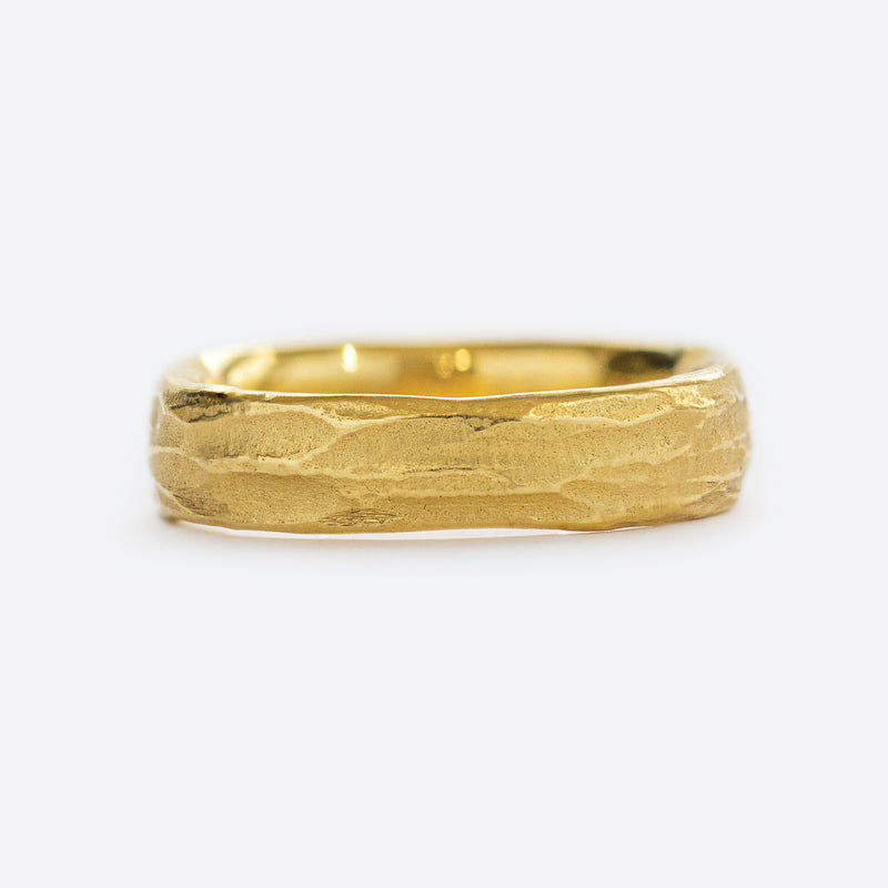 Ancient Redwood Bark Band in Yellow Gold