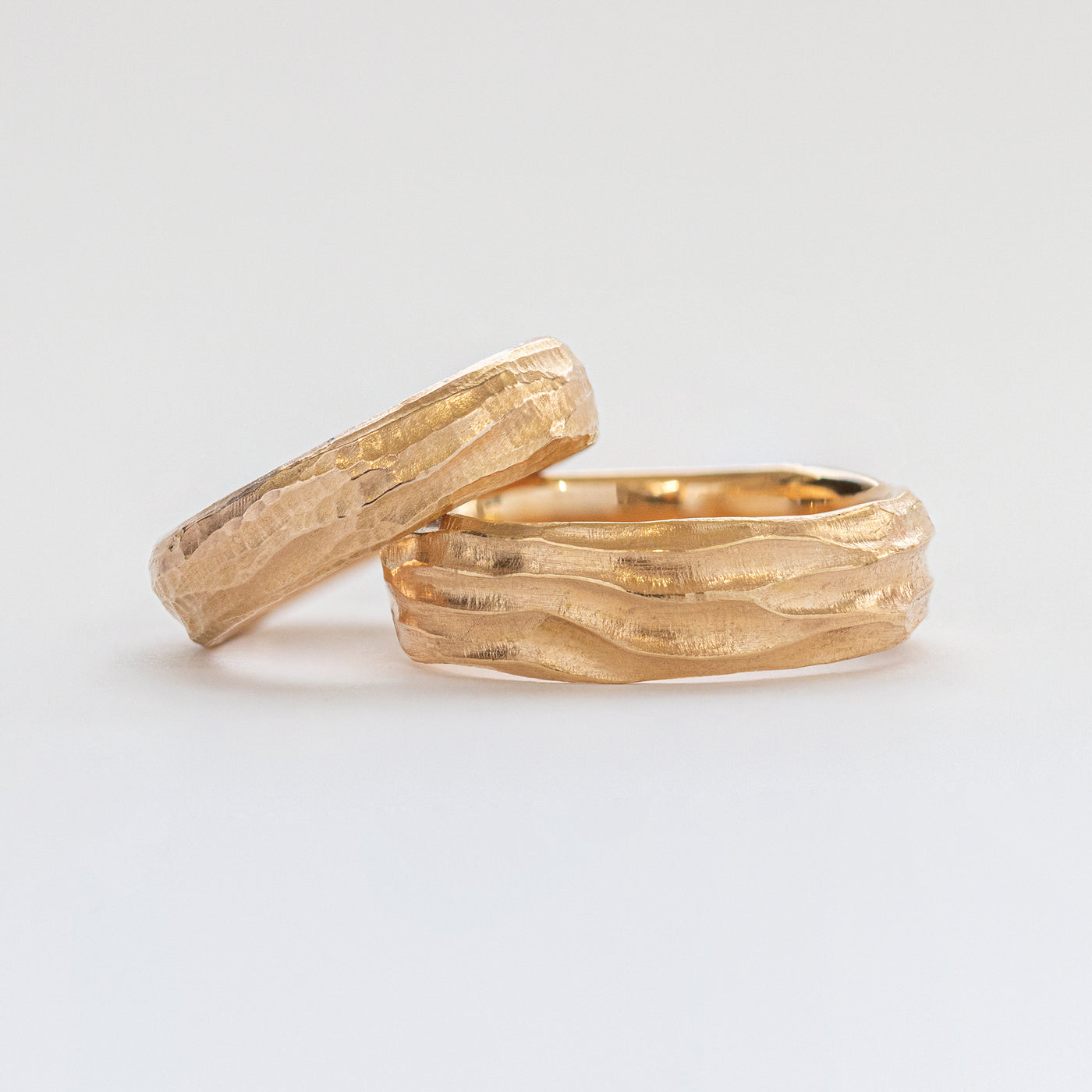 Burl Redwood Bark Band in Rose Gold