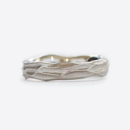 Burl Redwood Bark Band in Platinum